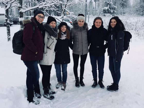 Die diesjährigen Praktikanntinnen nach ihrer Ankunft in Finnland
